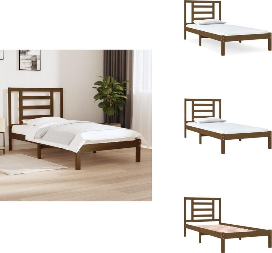 VidaXL Bedframe Bedframes Bed Bedbodem Bedframe massief grenenhout honingbruin 100x200 cm