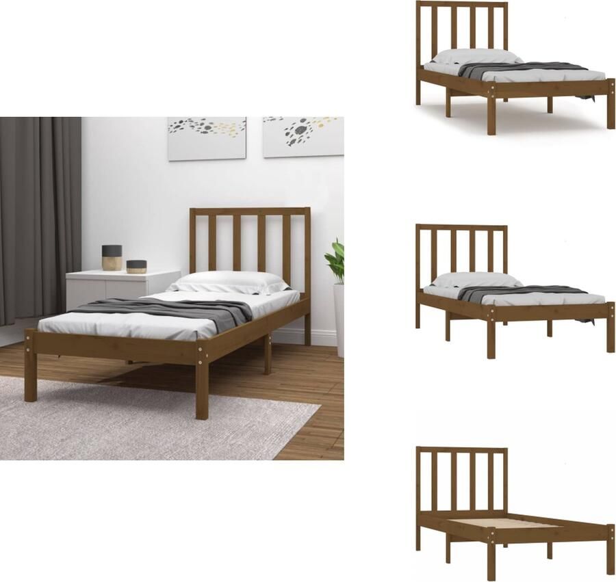 VidaXL Houten Bedframe Modern Slaapkamer Afmeting- 205.5 x 105.5 x 100 cm Ken- Massief grenenhout Bed - Foto 4