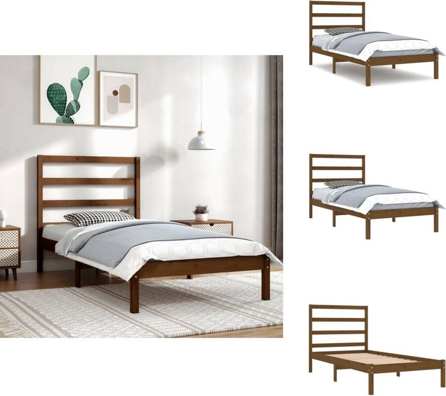 VidaXL Houten Bedframe Modern Slaapkamer Afmeting- 205.5 x 105.5 x 100 cm Ken- Massief grenenhout Bed - Foto 5