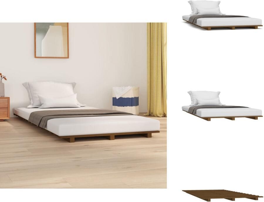 VidaXL Houten Bedframe Modern Slaapkamer Afmeting- 205.5 x 105.5 x 100 cm Ken- Massief grenenhout Bed - Foto 12