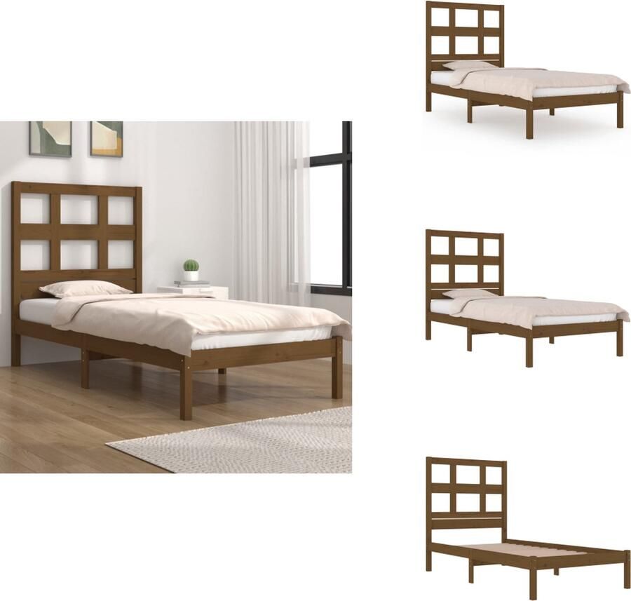 VidaXL Houten Bedframe Modern Slaapkamer Afmeting- 205.5 x 105.5 x 100 cm Ken- Massief grenenhout Bed - Foto 2