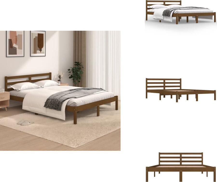 VidaXL Bedframe Bedframes Bed Bedbodem Bedframe grenenhout honingbruin 120x190 cm 4FT Small Double