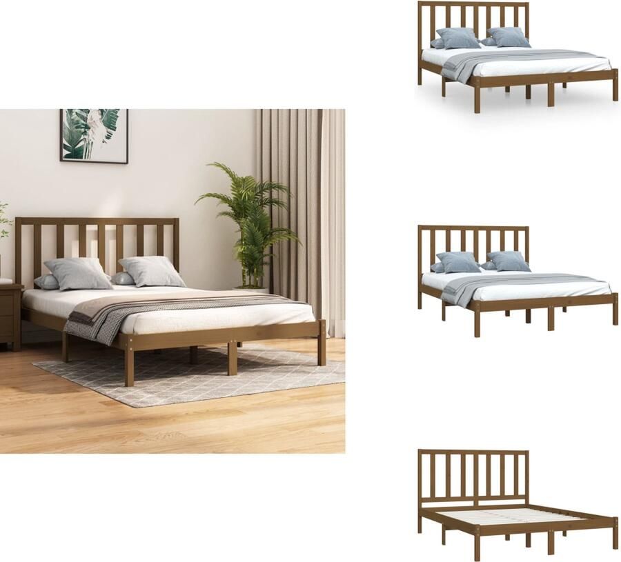 VidaXL Bedframe Bedframes Bed Frame Bed Frames Bedframe massief grenenhout honingbruin 120x200 cm