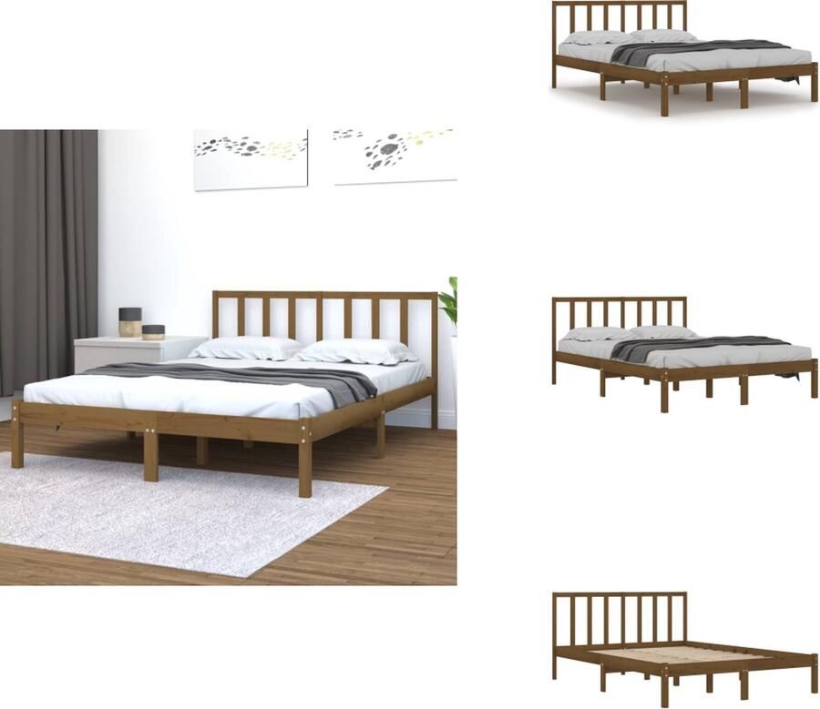 VidaXL Bedframe Bedframes Bed Bedbodem Bedframe massief grenenhout honingbruin 120x200 cm