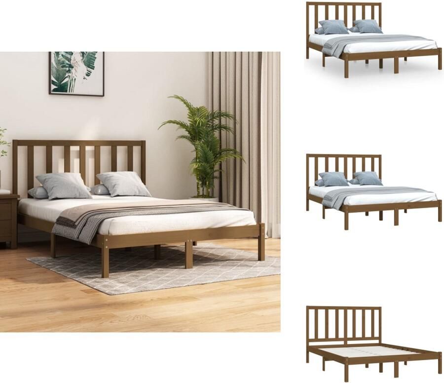 VidaXL Bedframe Bedframes Bed Frame Bed Frames Bedframe massief grenenhout honingbruin 120x200 cm - Foto 2
