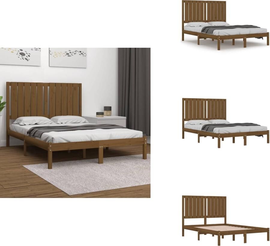 VidaXL Houten Bedframe Modern Bedden Afmeting- 205.5 x 125.5 x 31 cm (L x B x H) Kleur- Honingbruin Materiaal- Massief grenenhout Bed