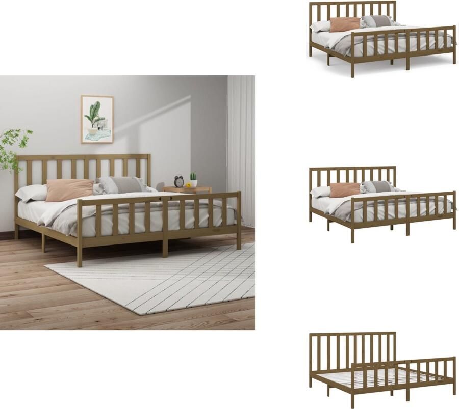 VidaXL Houten Bedframe Honingbruin Massief grenenhout 205.5 x 205.5 x 31 cm Geschikt voor 200 x 200 cm matras Bed - Foto 3