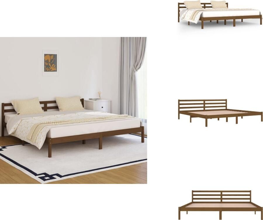 VidaXL Houten Bedframe Honingbruin Massief grenenhout 205.5 x 205.5 x 31 cm Geschikt voor 200 x 200 cm matras Bed - Foto 9