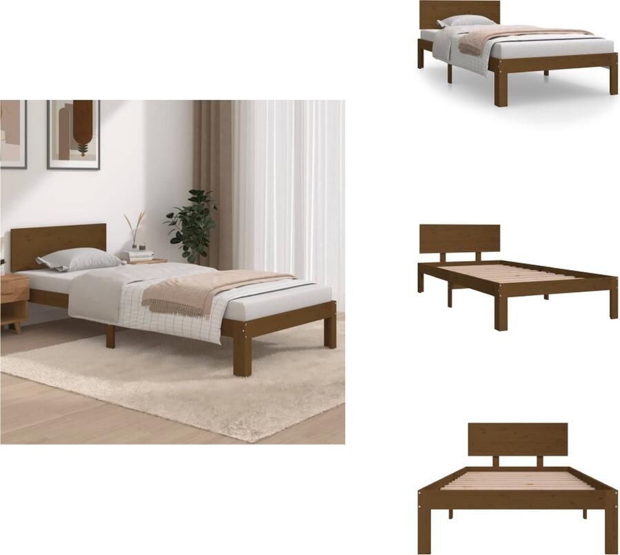 VidaXL Bedframe Honey Brown Grenenhout 205.5 x 93.5 x 69.5 cm Geschikt voor 90 x 200 cm matras Montage vereist Bed
