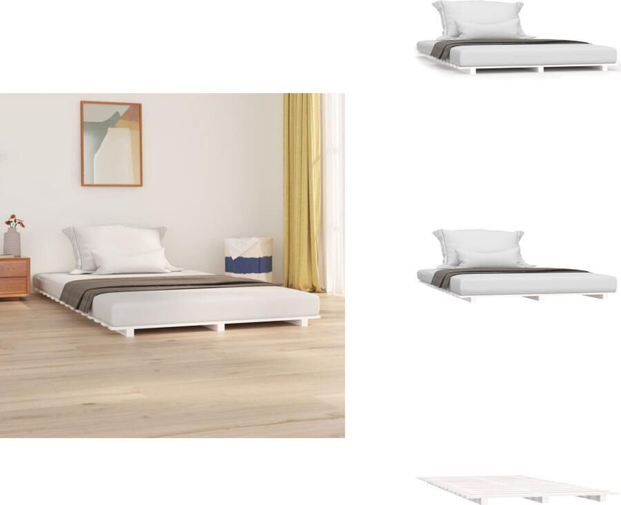 VidaXL Bedframe Bedframes Bed Bedbodem Bedframe massief grenenhout wit 120 x 190 cm