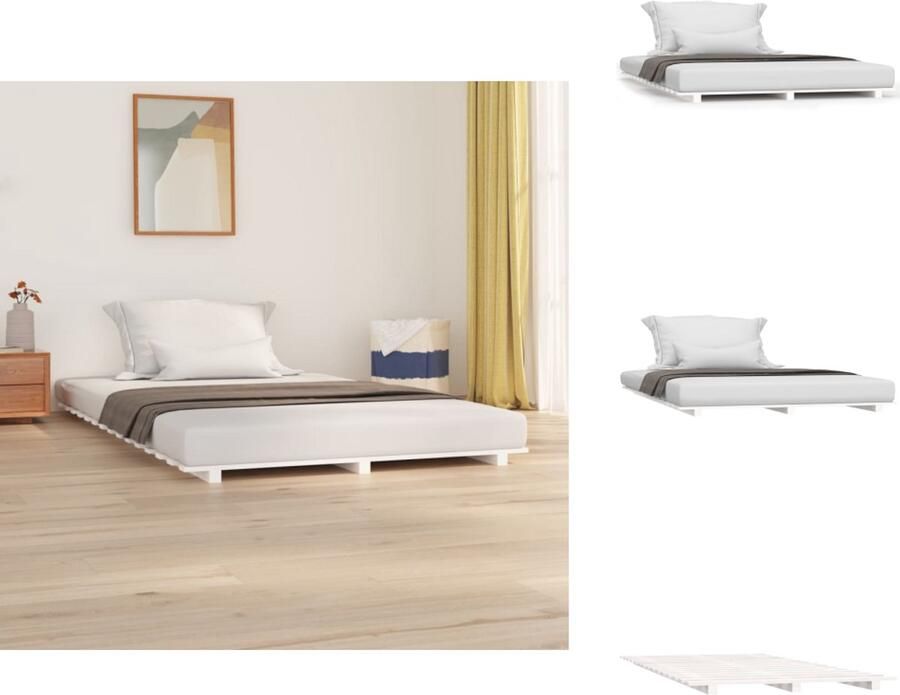 VidaXL Houten Bedframe Modern Slaapkamermeubilair Afmeting- 205.5 x 123.5 x 69.5 cm Ken- Wit Grenenhout Multiplex Bed - Foto 16