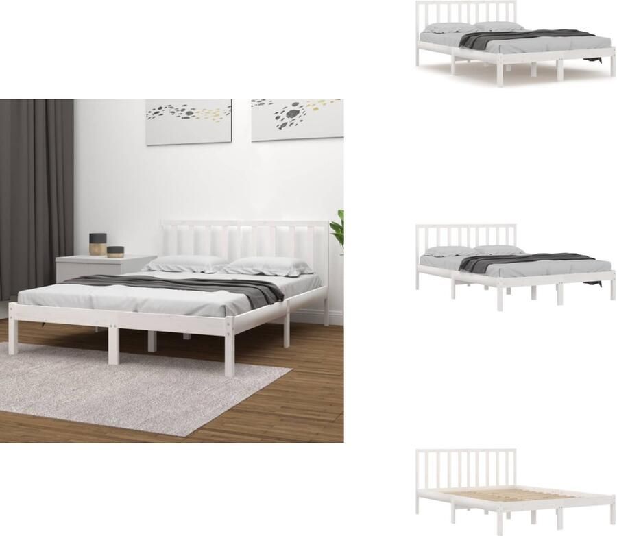 VidaXL Bedframe Grenenhout 120 x 190 cm (4FT) Wit Stabiel en comfortabel Matras niet inbegrepen Montage vereist Levering bevat 1 x bedframe 1 x hoofdeind Bed