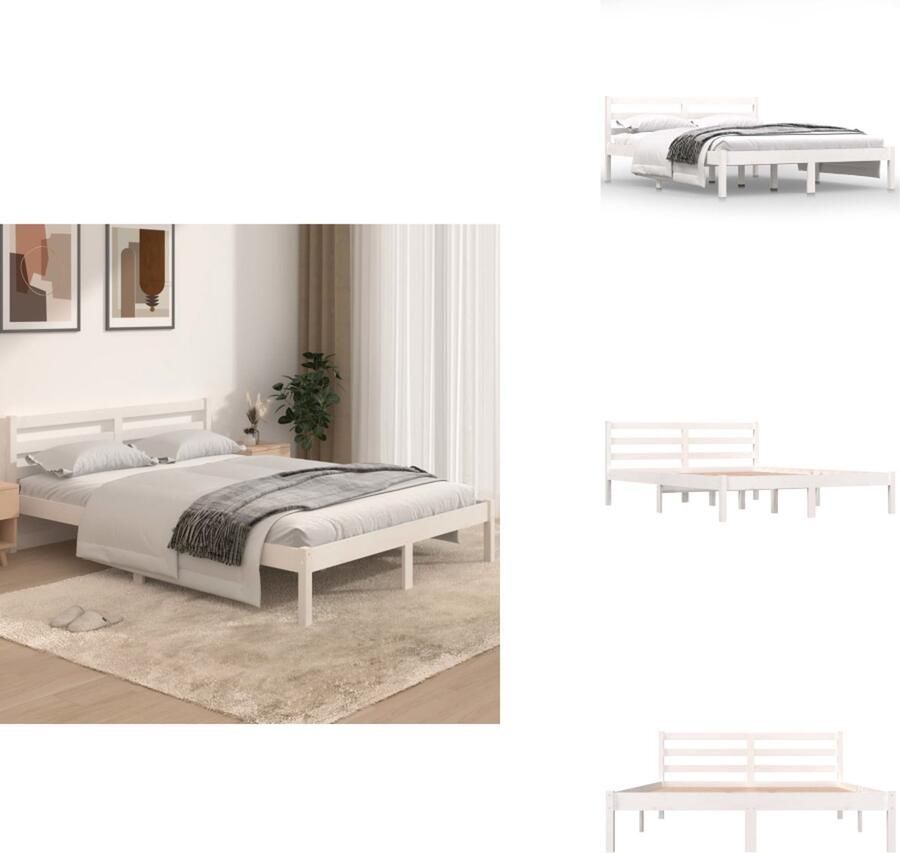 VidaXL Bedframe Houten Wit 195.5 x 145.5 x 69.5 cm Grenenhout Exclusief matras Bed