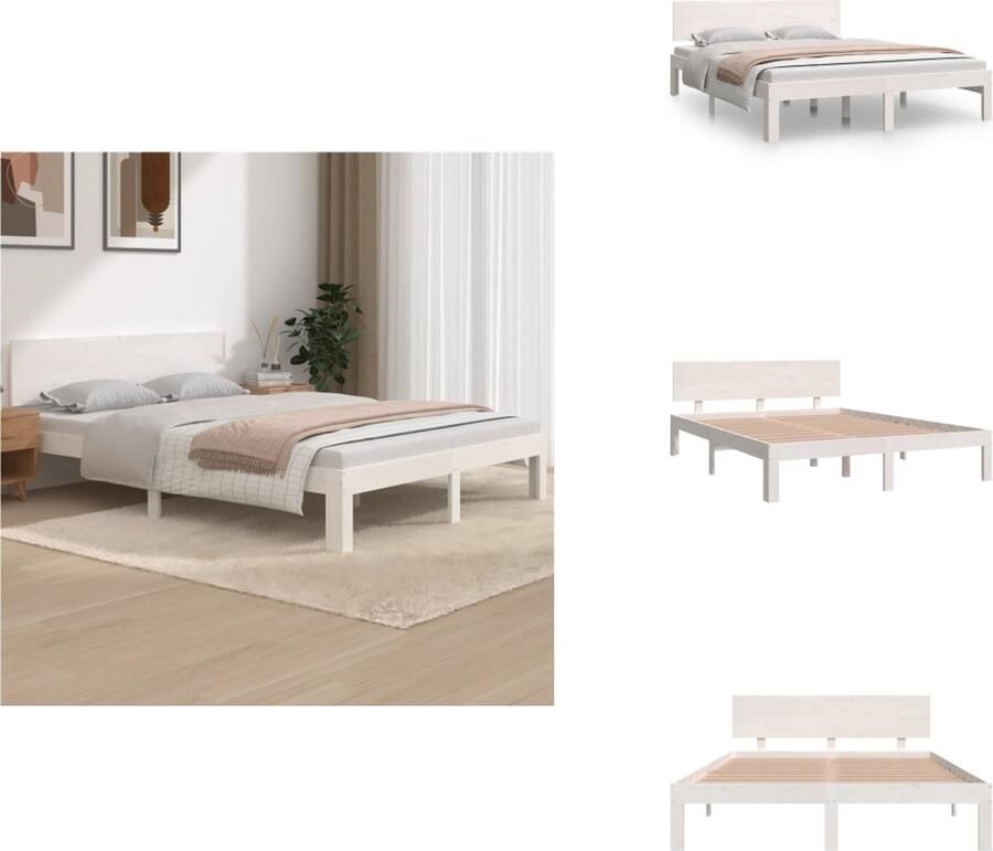 VidaXL Bedframe Houten Wit 195.5 x 145.5 x 69.5 cm Grenenhout Exclusief matras Bed - Foto 4