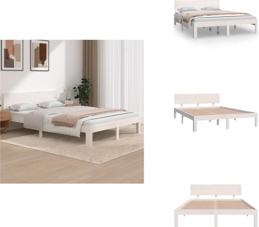 VidaXL Houten Bedframe Modern Bedroom Bedframes 205.5 x 143.5 x 69.5 cm Massief grenenhout met Stevige Lattenbodem Bed
