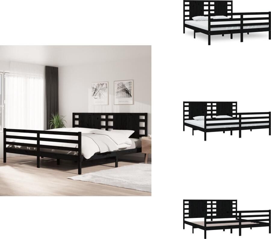 VidaXL Bedframe Massief Grenen 205.5 x 205.5 cm Comfortabel hoofdeinde Opvallend ontwerp Bed