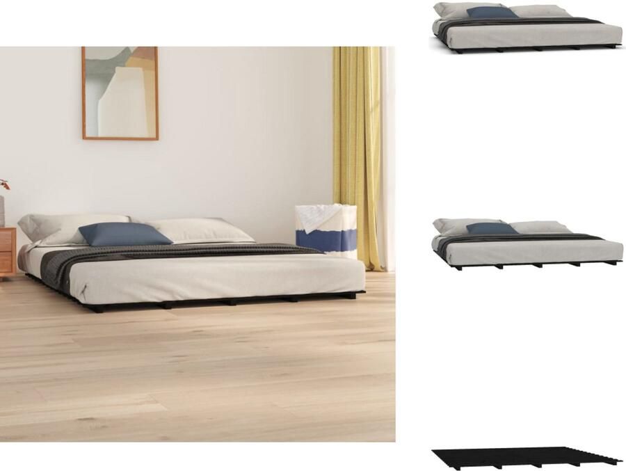 VidaXL Bedframe Bedframes Bed Bedbodem -Bedframe-massief-grenenhout-zwart-200x200-cm - Foto 15