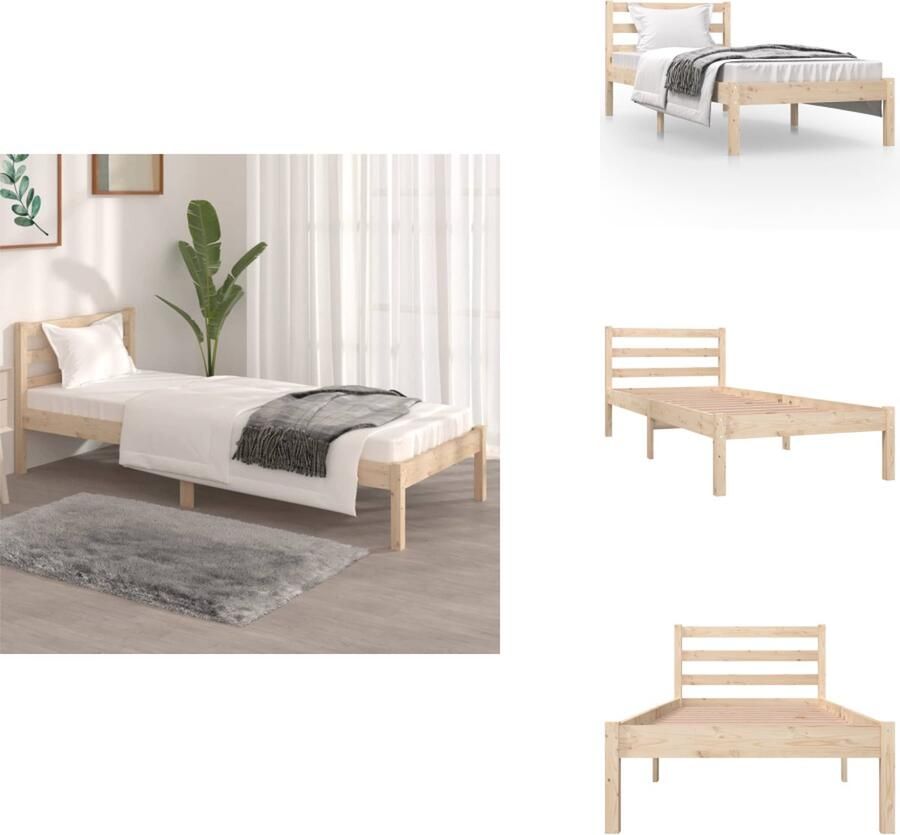 VidaXL bedframe Grenenhout Zwarte 195.5 x 80.5 x 100 cm 75 x 190 cm (2FT6) Matras niet inbegrepen Bed - Foto 4