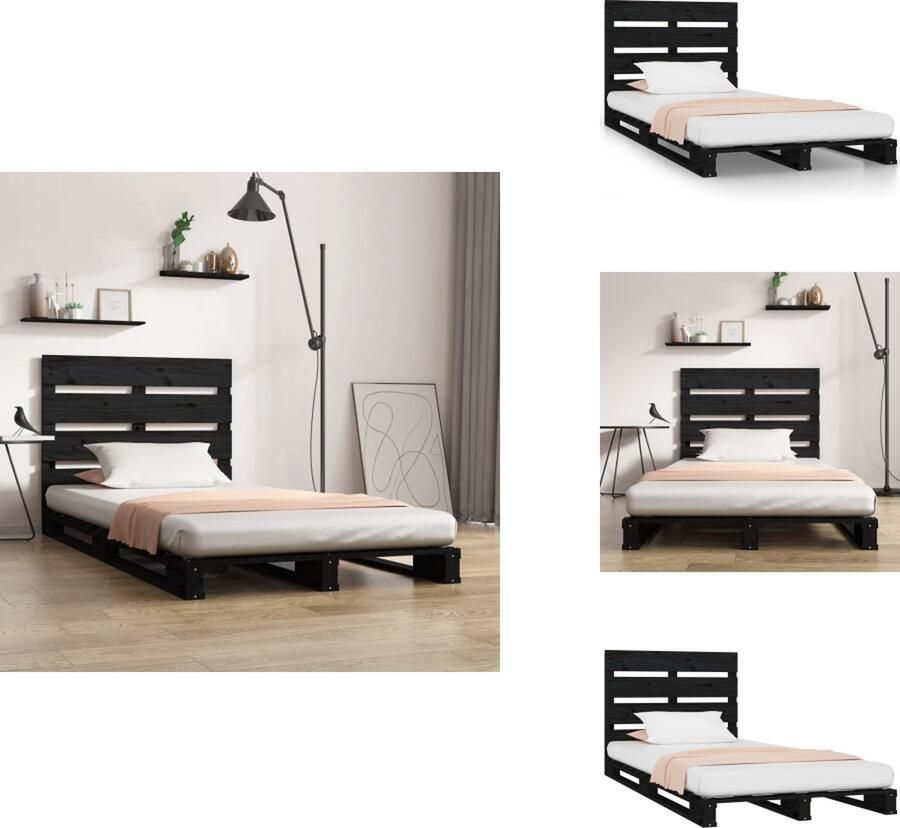 VidaXL bedframe Grenenhout Zwarte 195.5 x 80.5 x 100 cm 75 x 190 cm (2FT6) Matras niet inbegrepen Bed - Foto 5