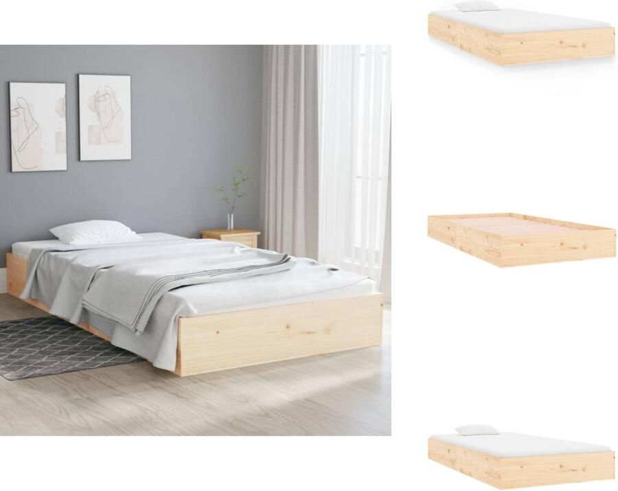 The Living Store Bedframe massief hout 100x200 cm Bedframe Bedframes Bed Bedbodem Ledikant Bed Frame Massief Houten Bedframe Slaapmeubel Eenpersoonsbed Bedden Bedbodems - Foto 3