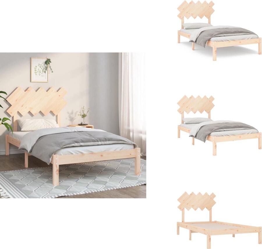VidaXL Houten Bedframe Massief Grenenhout 205.5 x 103.5 x 69.5 cm Eenpersoons Montage vereist Bed