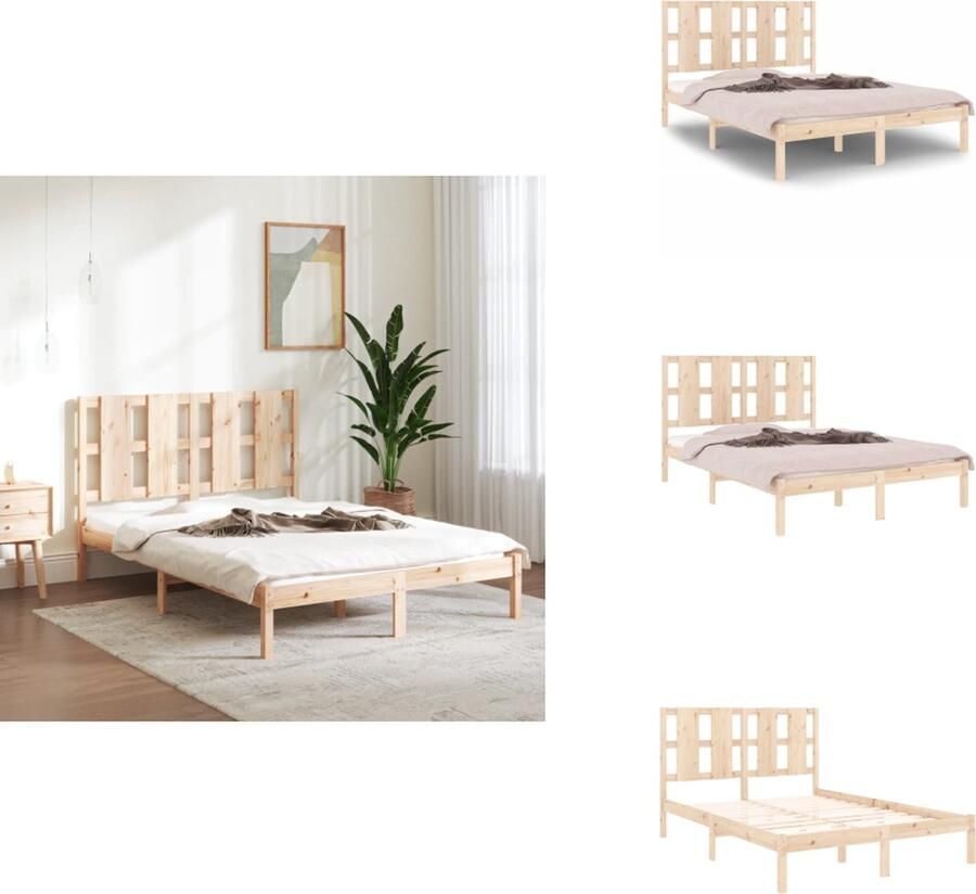 VidaXL Houten Bedframe Massief grenen 195.5 x 125.5 x 100 cm Geschikt voor 120 x 190 cm matras Bed