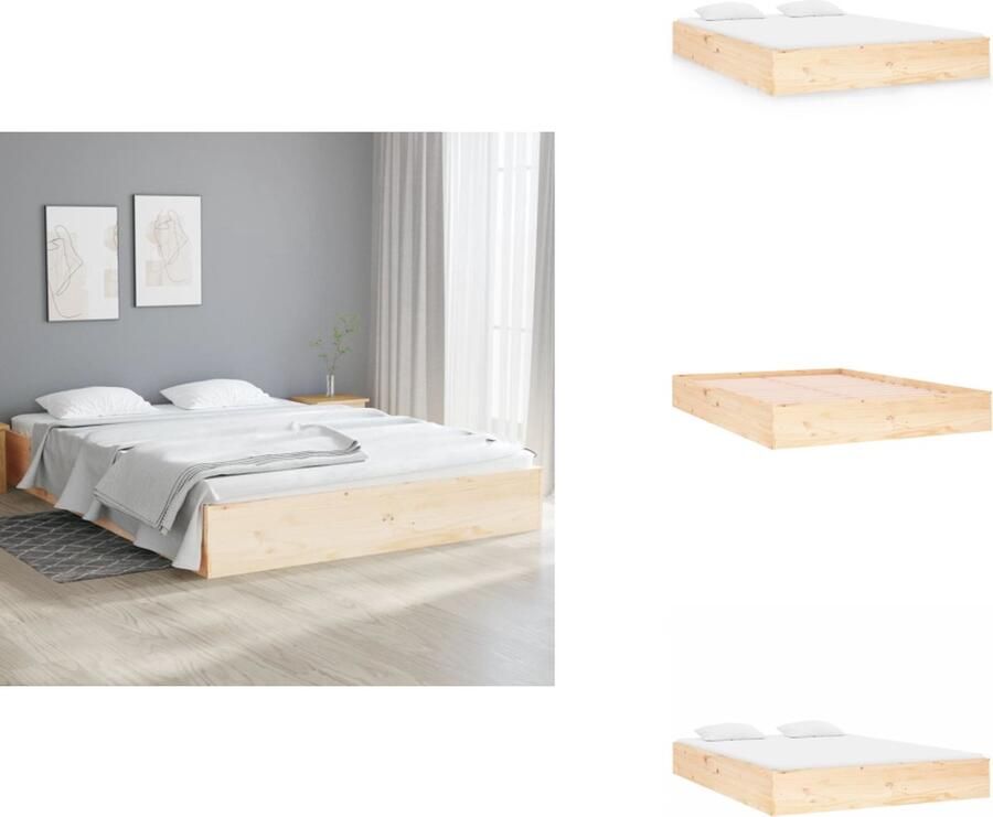 VidaXL Bedframe Bedframes Bed Bedbodem Bedframe massief hout 120x190 cm 4FT Small Double