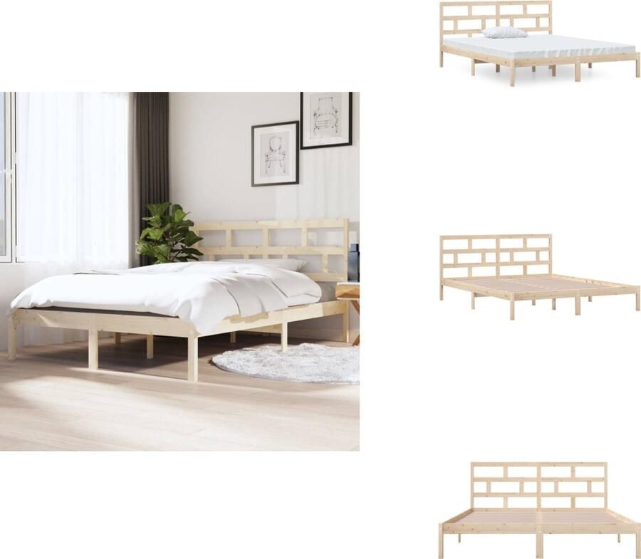 VidaXL Bedframe Bedframes Bed Bedbodem Bedframe massief hout 120x190 cm 4FT Small Double - Foto 2