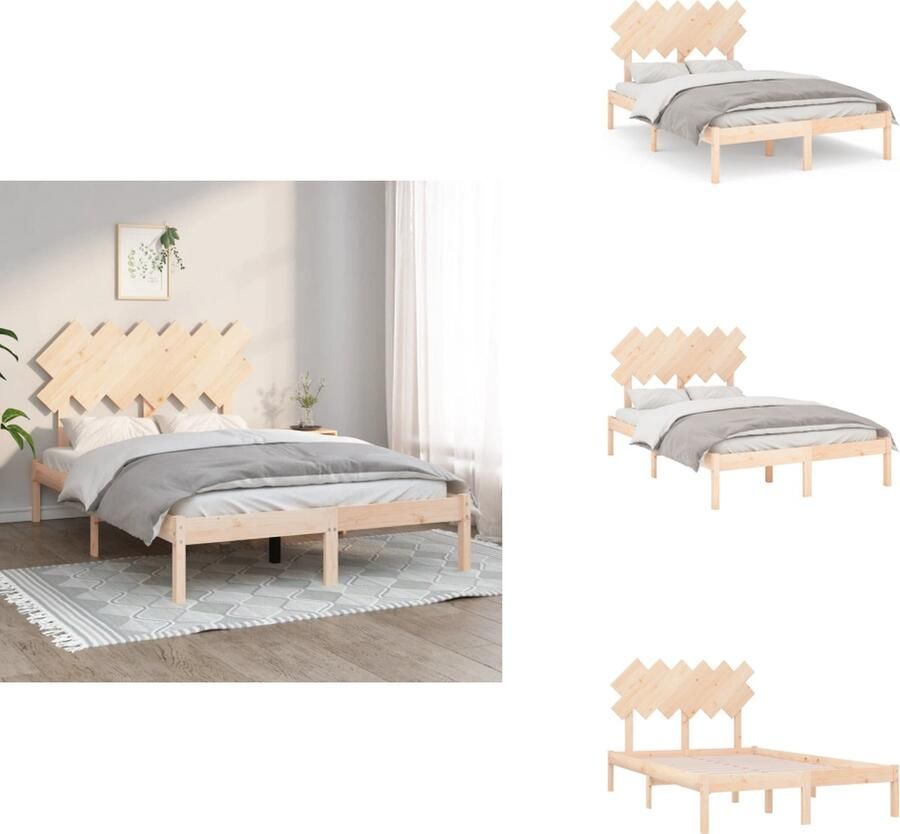 VidaXL Bedframe Grenenhout Bedframes 195.5 x 126 x 100 cm Massief grenenhout Multiplex lattenbodem Bed