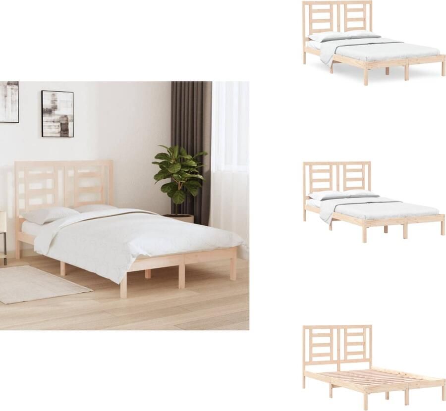VidaXL Bedframe Bedframes Bed Bedbodem Bedframe massief hout 120x190 cm 4FT Small Double