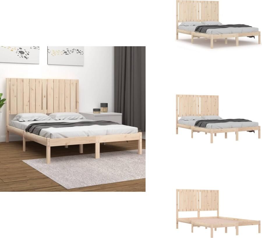 VidaXL Bedframe Bedframes Bed Bedbodem Bedframe massief hout 120x190 cm 4FT Small Double