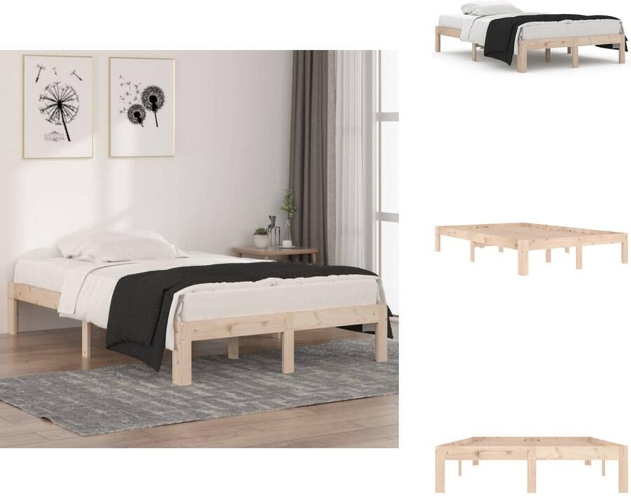VidaXL Bedframe Bedframes Bed Bedbodem Bedframe massief hout 120x190 cm