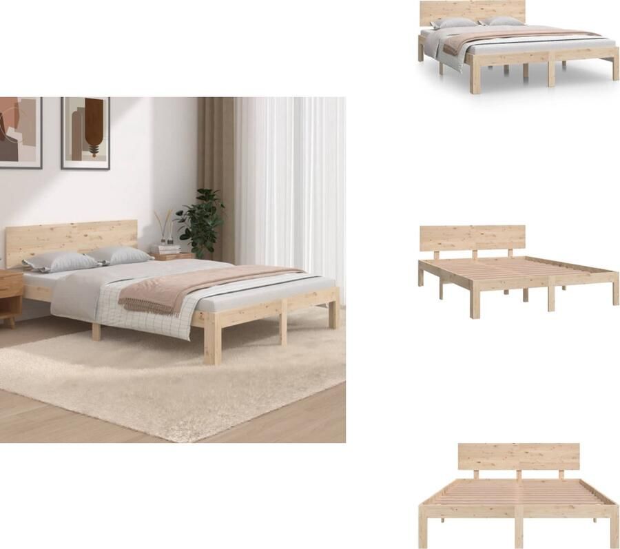 VidaXL Houten Bedframe Massief Grenenhout 195.5 x 140.5 x 28 cm Stabiele Lattenbodem Geschikt voor 135 x 190 cm Matras Bed - Foto 4