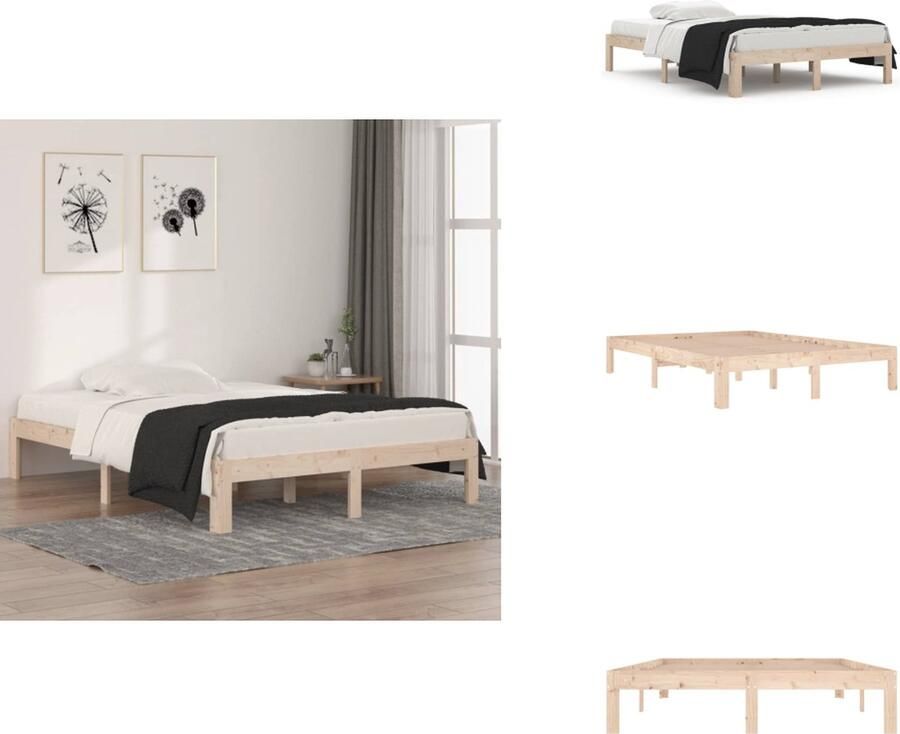 VidaXL Houten Bedframe Massief Grenenhout 195.5 x 140.5 x 28 cm Stabiele Lattenbodem Geschikt voor 135 x 190 cm Matras Bed - Foto 10
