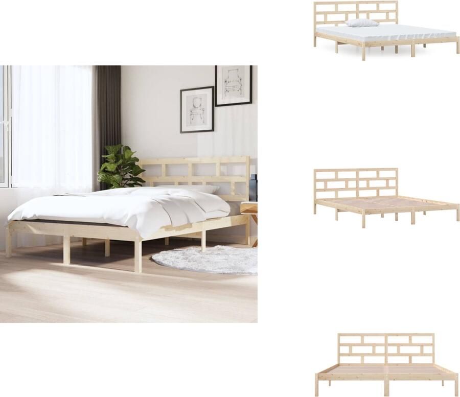 VidaXL Houten Bedframe Massief Grenenhout 195.5 x 140.5 x 28 cm Stabiele Lattenbodem Geschikt voor 135 x 190 cm Matras Bed - Foto 7