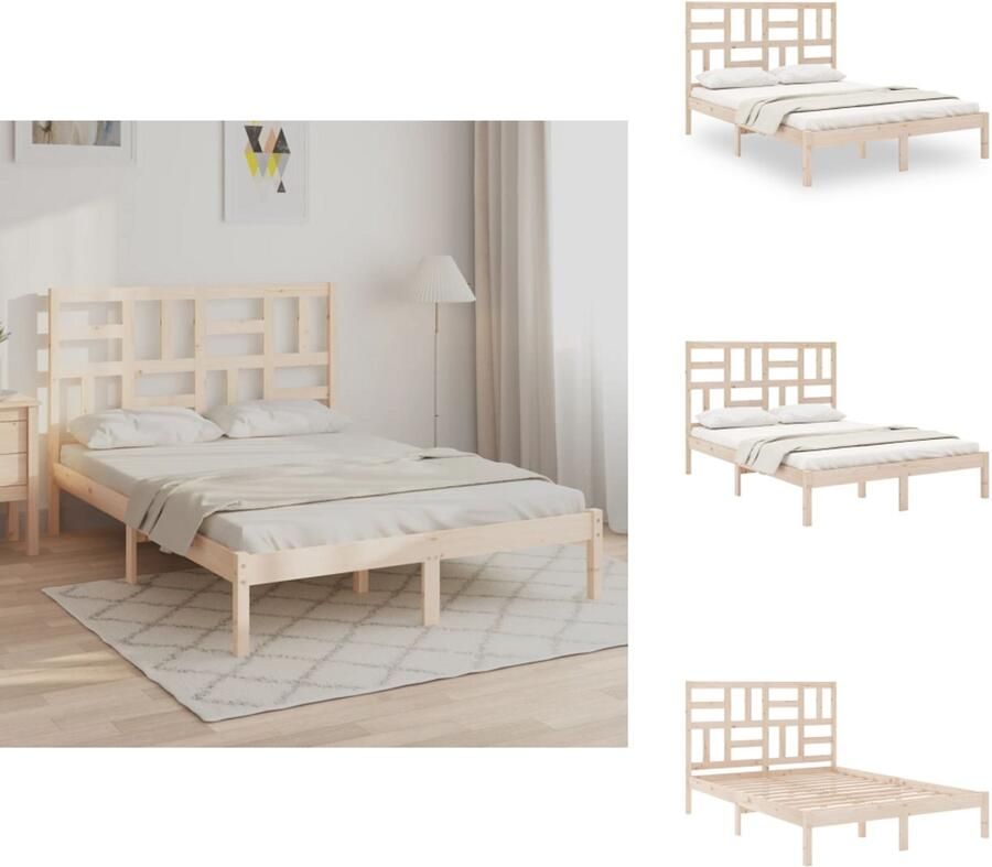 VidaXL Houten Bedframe Massief Grenenhout 195.5 x 140.5 x 28 cm Stabiele Lattenbodem Geschikt voor 135 x 190 cm Matras Bed - Foto 5