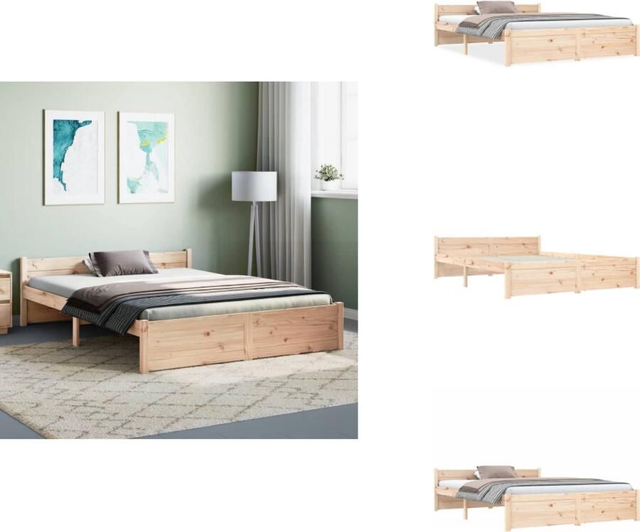 VidaXL Houten Bedframe Grenenhout 140 x 190 cm Rustieke uitstraling Bed