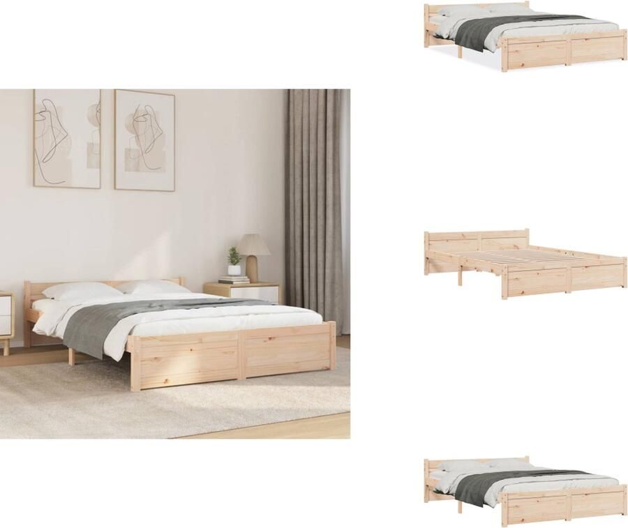 VidaXL Bedframe Bedframes Bed Bedbodem Bedframe zonder matras massief hout 140x200 cm