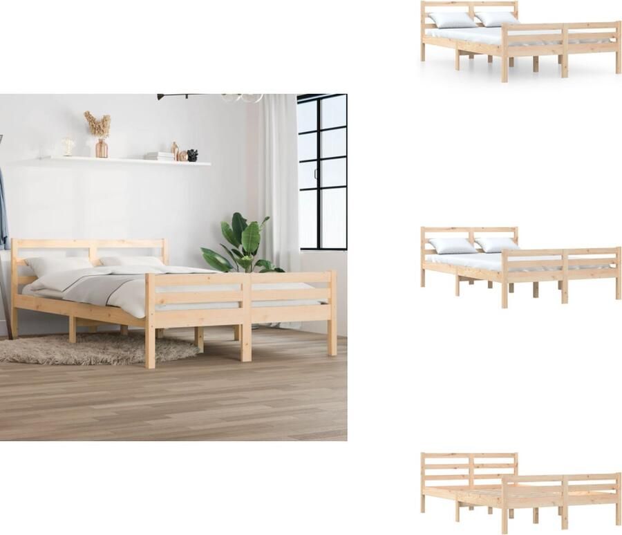VidaXL Houten Bedframe King Size Hoogwaardig massief grenenhout Stabiel en comfortabel 205.5 x 155.5 x 69.5 cm Matras niet inbegrepen Bed