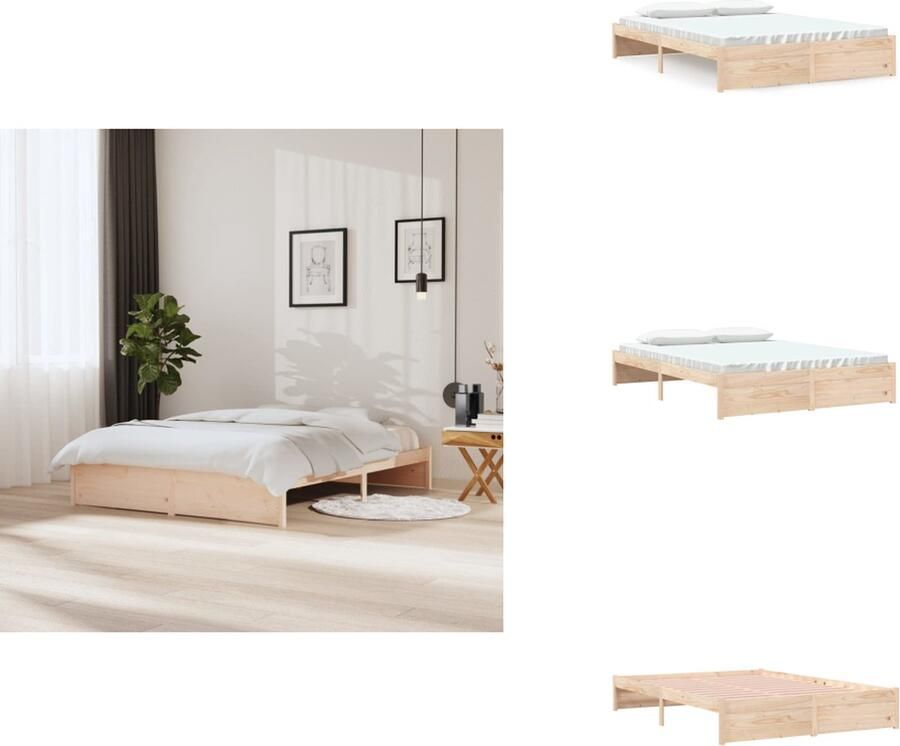 VidaXL Bedframe Massief Grenenhout 205.5 x 153.5 x 69.5 cm Onbehandeld Geschikt voor 150 x 200 cm Matras Montage vereist Bed - Foto 7