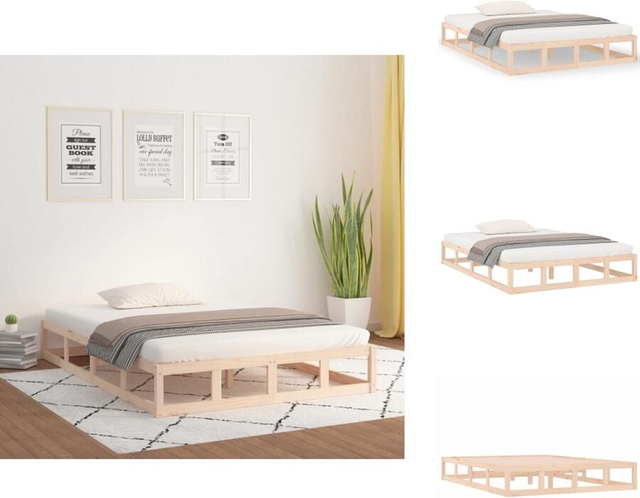 VidaXL Bedframe Massief Grenenhout 205.5 x 153.5 x 69.5 cm Onbehandeld Geschikt voor 150 x 200 cm Matras Montage vereist Bed - Foto 11