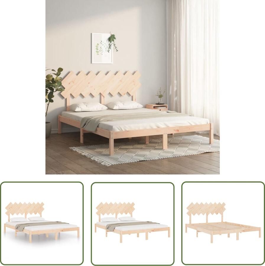 The Living Store Houten Bedframe Modern Bedroom Bedframe Afmeting- 205.5 x 165.5 x 31 cm Materiaal- Grenenhout Houten Bed Frame Modern Bedframe Grenenhout Bedframe King Size Bedframe Tweepersoons Bedframe