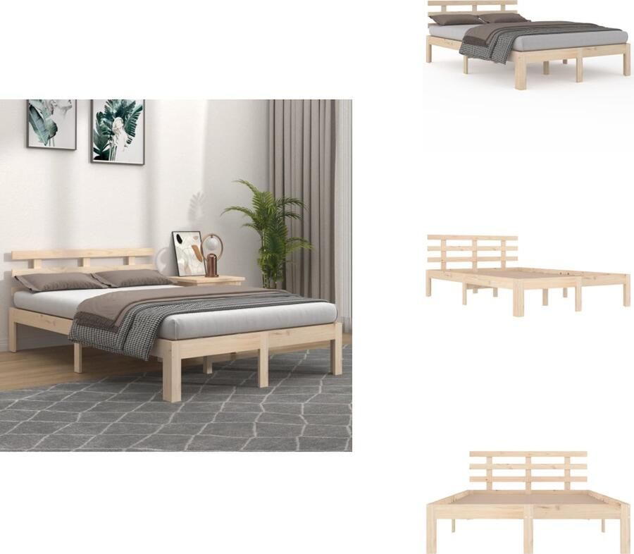 VidaXL Houten Bedframe Modern Slaapkamermeubilair Afmeting- 205.5 x 183.5 x 69.5 cm Ken- Massief grenenhout Bed