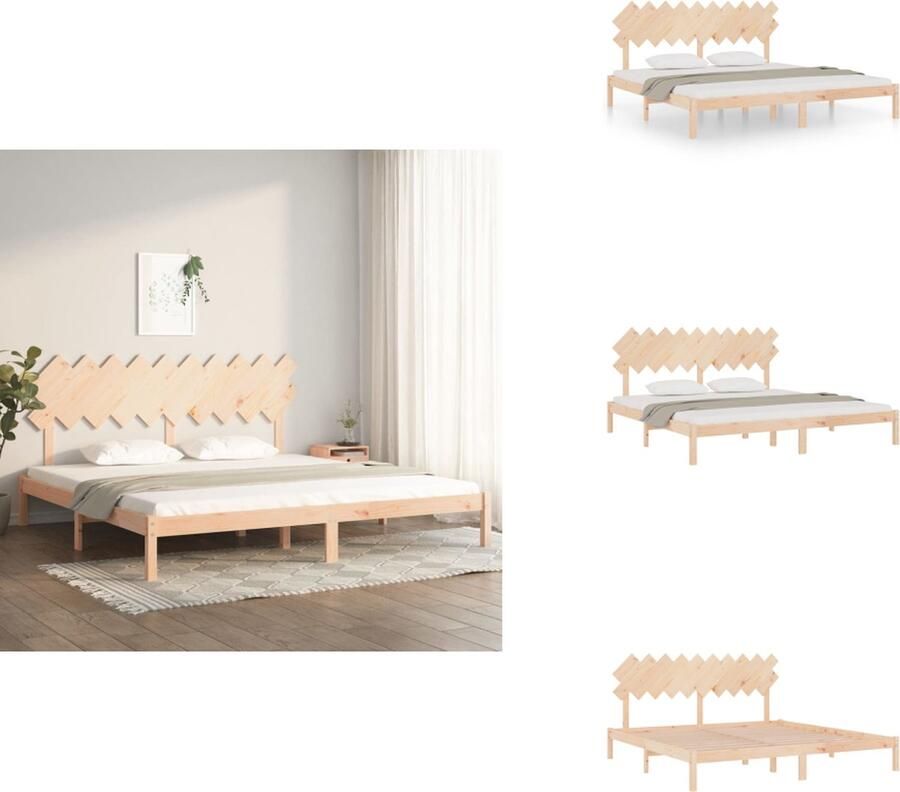 VidaXL Bedframe Grenenhout Modern Bedframes 205.5 x 205.5 x 31 cm (LxBxH) Comfortabel hoofdeinde Bed