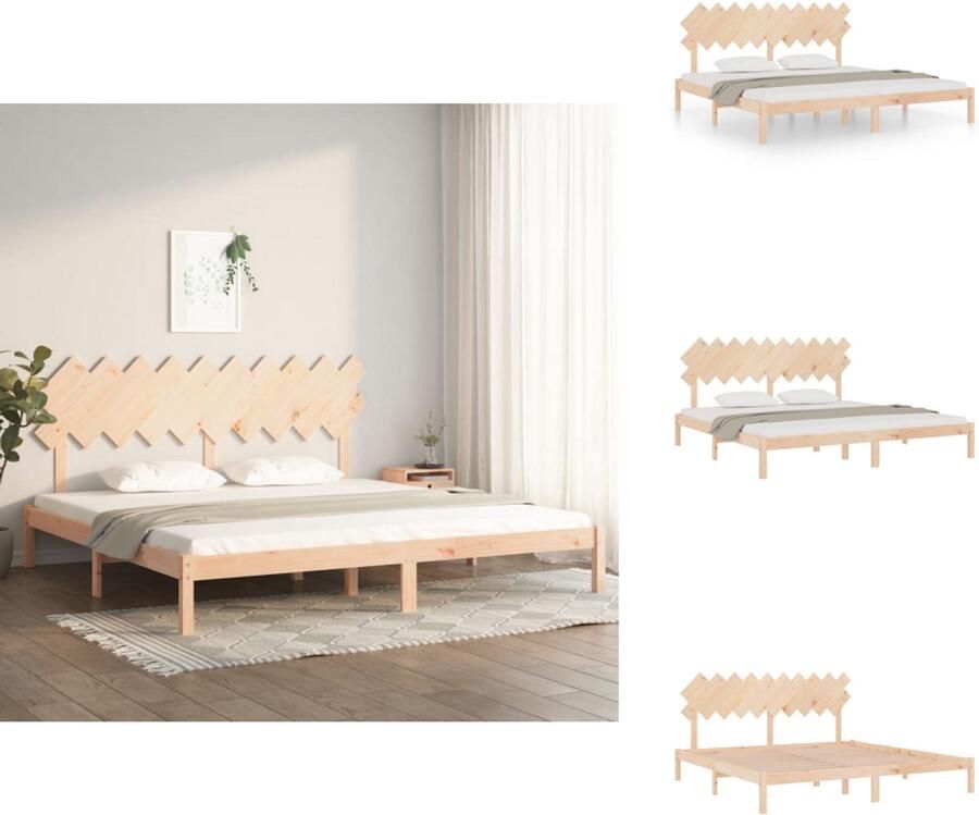 VidaXL Bedframe Grenenhout Modern Bedframes 205.5 x 205.5 x 31 cm (LxBxH) Comfortabel hoofdeinde Bed - Foto 2