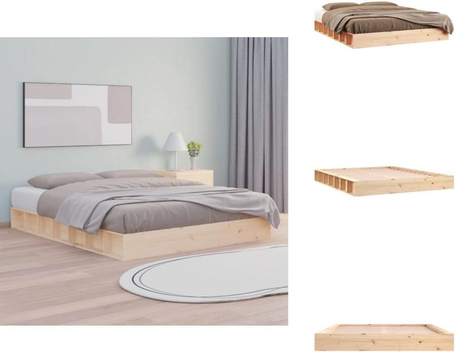 VidaXL Bedframe Bedframes Bed Bedbodem Bedframe massief hout 180x200 cm