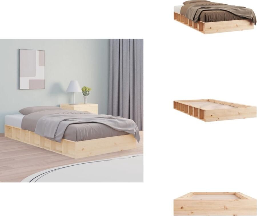 VidaXL Houten Bedframe Grenenhout Eenpersoons 195.5 x 81 x 104 cm Stabiel en Stijlvol Geschikt voor 75 x 190 cm Matras Montage vereist Inclusief Hoofdeind en Voeteneind Bed - Foto 11