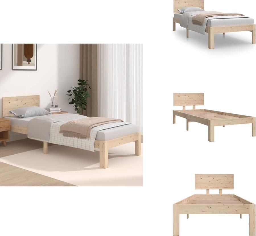 VidaXL Houten Bedframe Grenenhout Eenpersoons 195.5 x 81 x 104 cm Stabiel en Stijlvol Geschikt voor 75 x 190 cm Matras Montage vereist Inclusief Hoofdeind en Voeteneind Bed - Foto 5