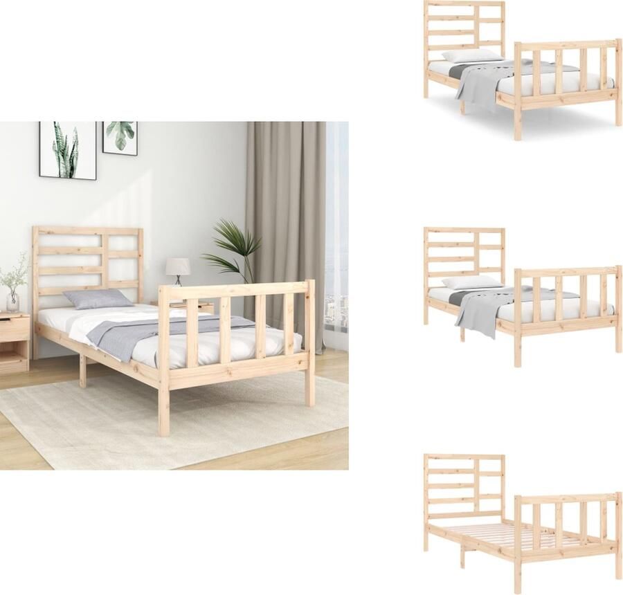 VidaXL Houten Bedframe Grenenhout Eenpersoons 195.5 x 81 x 104 cm Stabiel en Stijlvol Geschikt voor 75 x 190 cm Matras Montage vereist Inclusief Hoofdeind en Voeteneind Bed - Foto 2