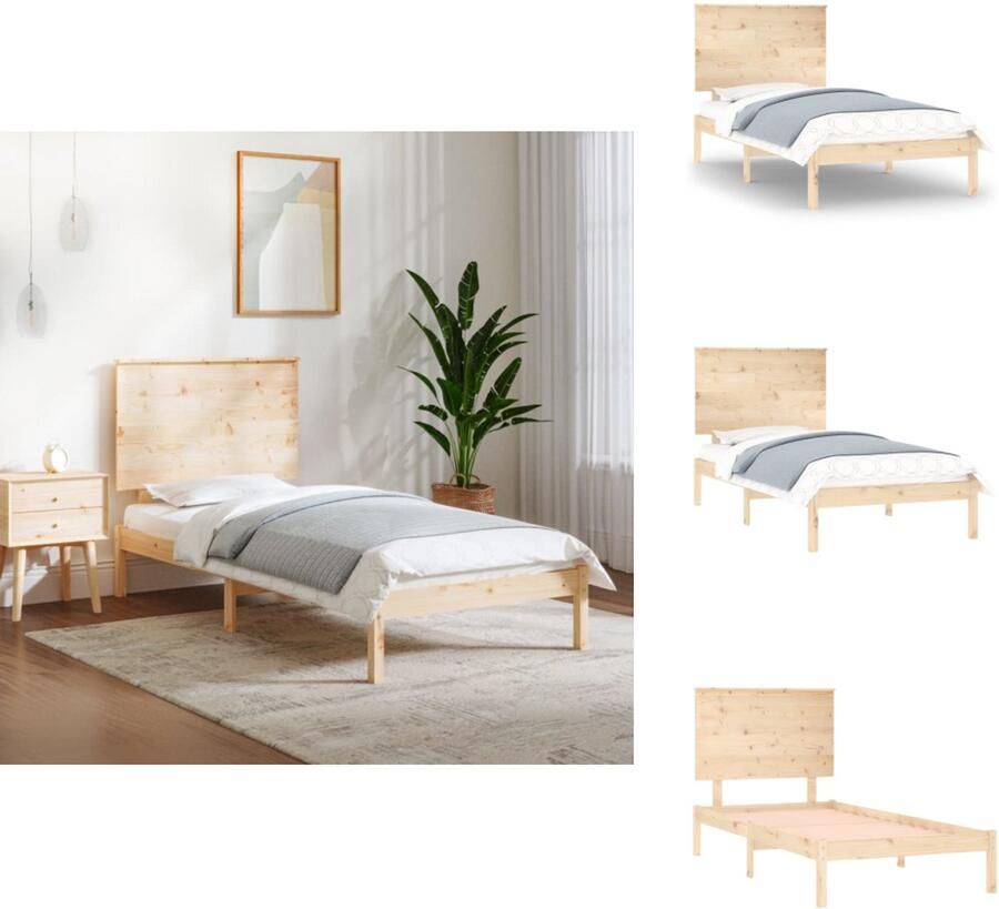 VidaXL Houten Bedframe Grenenhout Eenpersoons 195.5 x 81 x 104 cm Stabiel en Stijlvol Geschikt voor 75 x 190 cm Matras Montage vereist Inclusief Hoofdeind en Voeteneind Bed - Foto 6